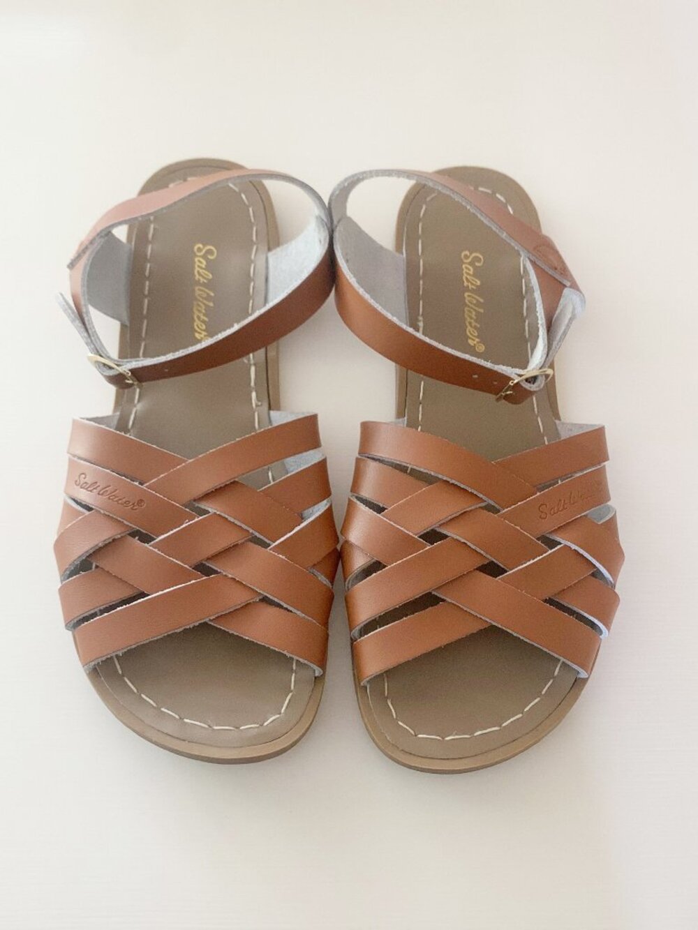 Salt Water Retro Sandals in Tan • Women’s 10